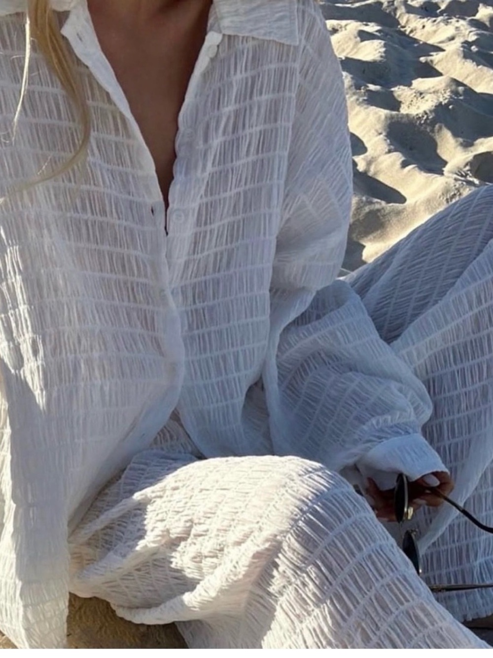 Elce Swim White Textured Buttondown Size M/L